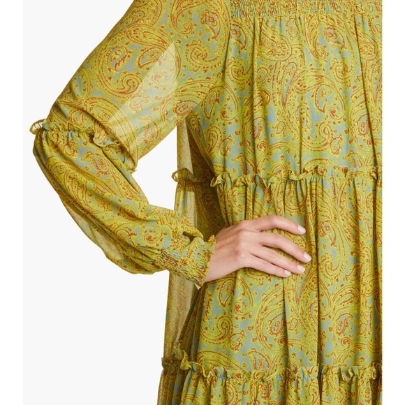 Cinq à Sept Rika printed high/low dress Long Sleeve sheer size 4 floral - Picture 3 of 12